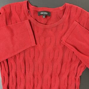 Nine West Cable Knit Sweater Dress Women's S Red Preppy Academia Business